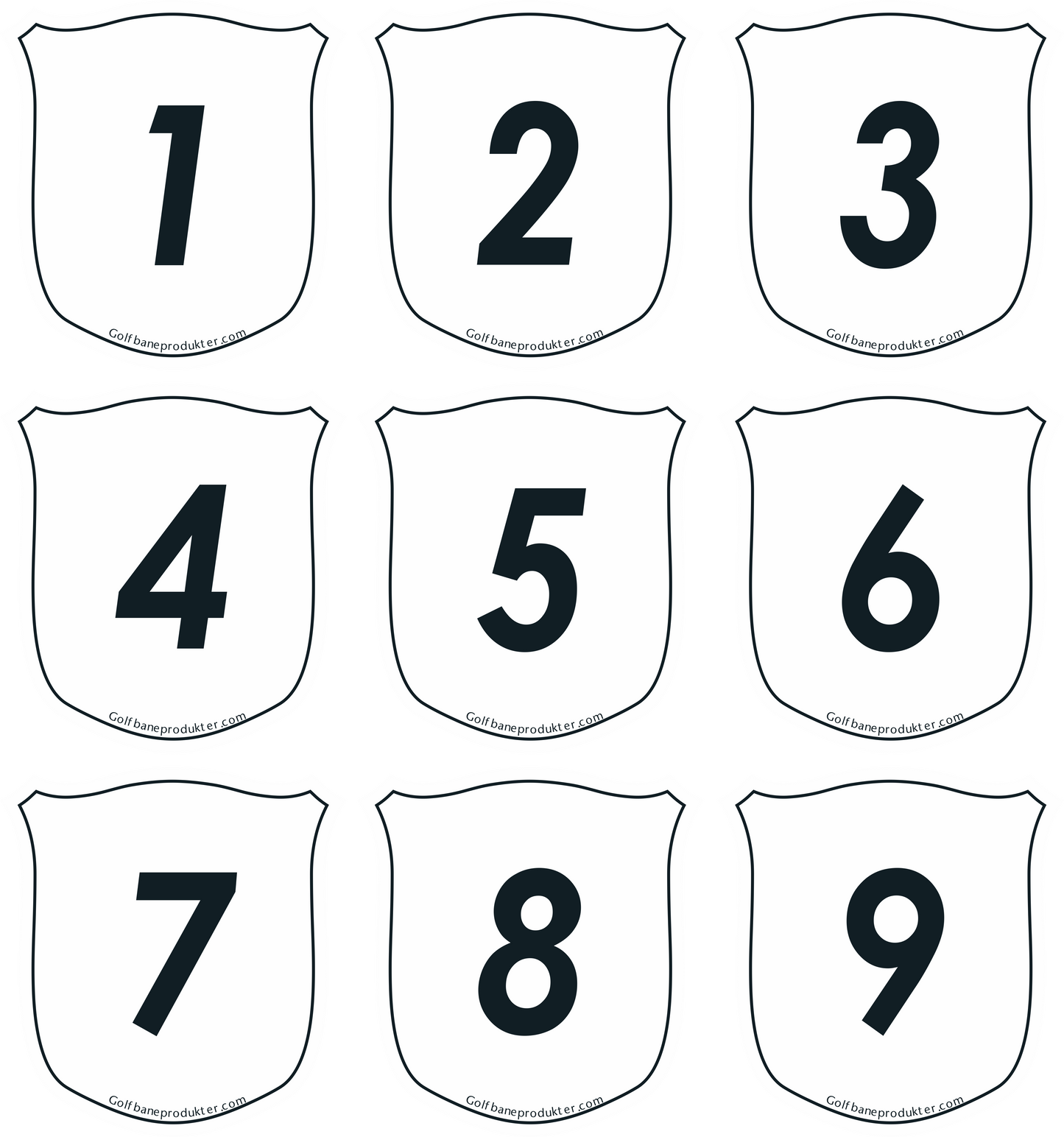 Klistermærker 1-9 til Skjold puttinggreenflag