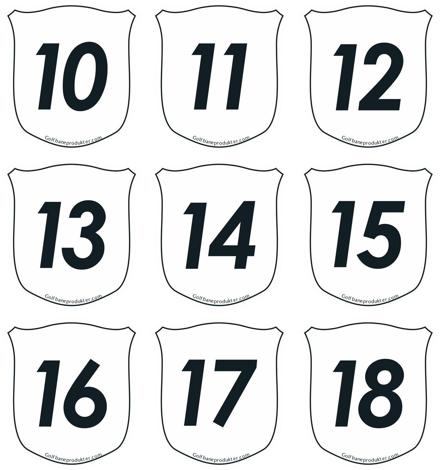 Klistermærker 10-18 til skjold puttinggreenflag