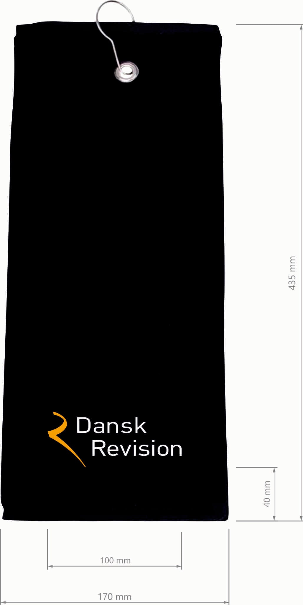 Golfhåndklæde sort med sponsorlogo broderet