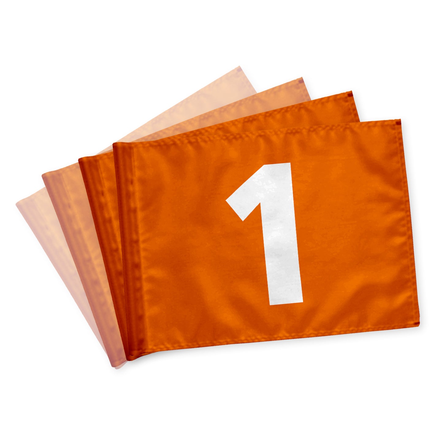 Puttinggreenflag 1-9, orange med hvide tal, dobbeltsidet, 200 gram flagdug