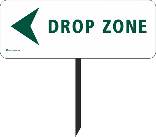 Golfskilt: Dropzone + Pil til venstre