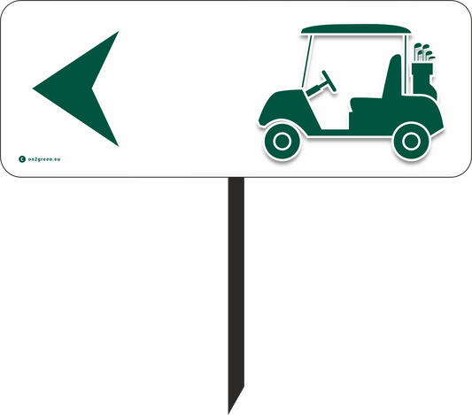 Golfskilt: Golfbil + Pil til venstre