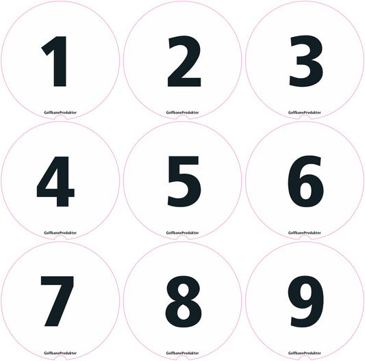 Klistermærker 1-9 til rund puttinggreenflag