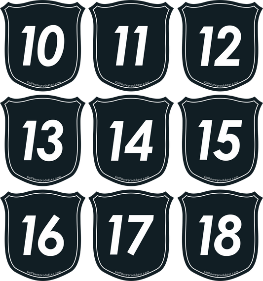Klistermærker 10-18 til skjold puttinggreenflag
