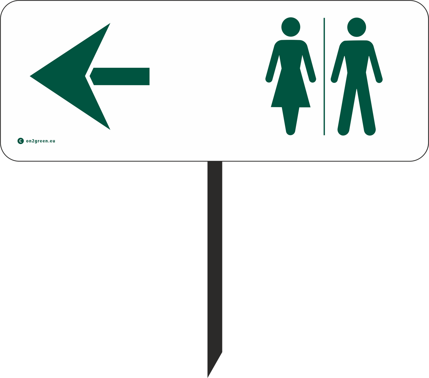 Golfskilt: Toilet symbol + Pil til venstre