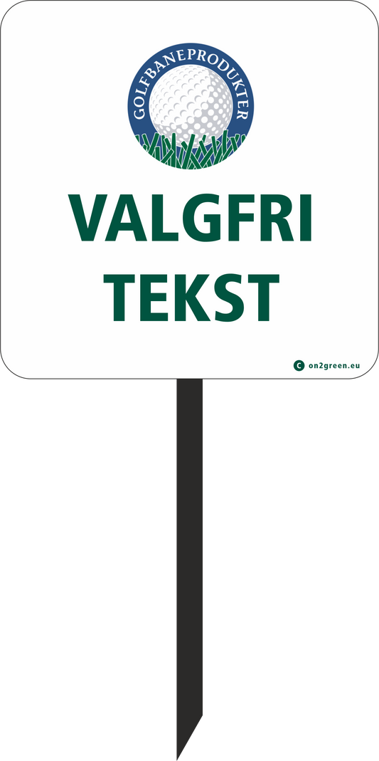 Golfskilt: Valgfri tekst og symbol/logo