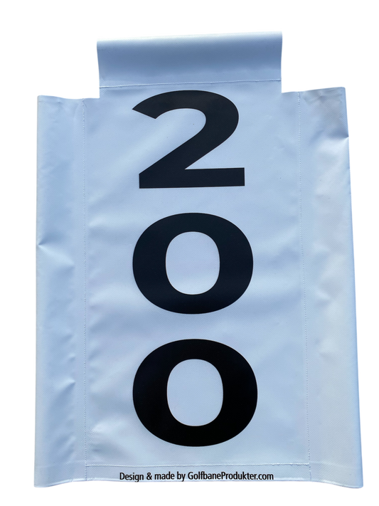 Afstandsskilt 200 m, hvid vertikal