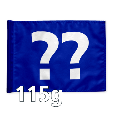Stykvis golf flag i blå med valgfri hulnummer, 115 gram flagdug