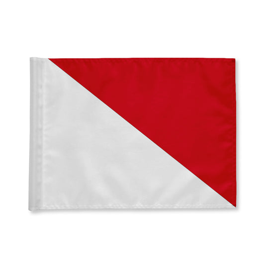 Puttinggreenflag, rød/hvid diagonal, 200 gram flagdug