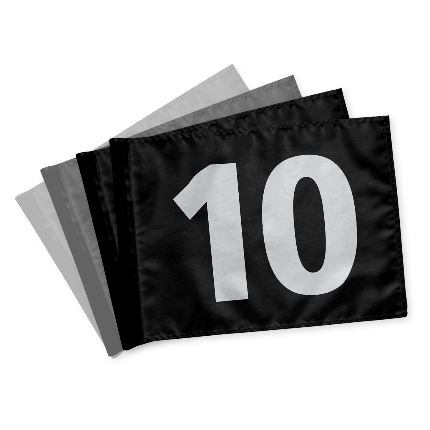 Puttinggreenflag 10-18, enkelsidet, sort med hvide tal, 200 gram flagdug