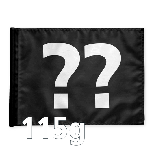 Stykvis golf flag i sort med valgfri hulnummer, 115 gram flagdug