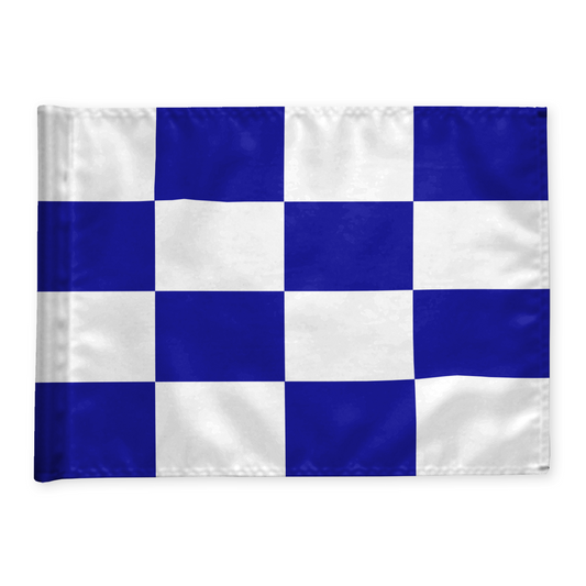 Golfflag ternet, blå/hvid, i 200 gram flagdug