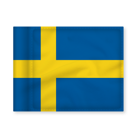 Puttinggreenflag Sverige, afstivet, 200 gram flagdug.