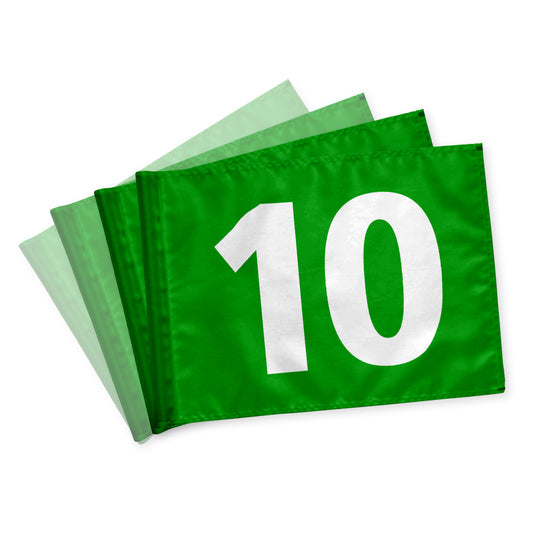 Golfflag 10-18, grønne med hvide tal, 115 gram flagdug