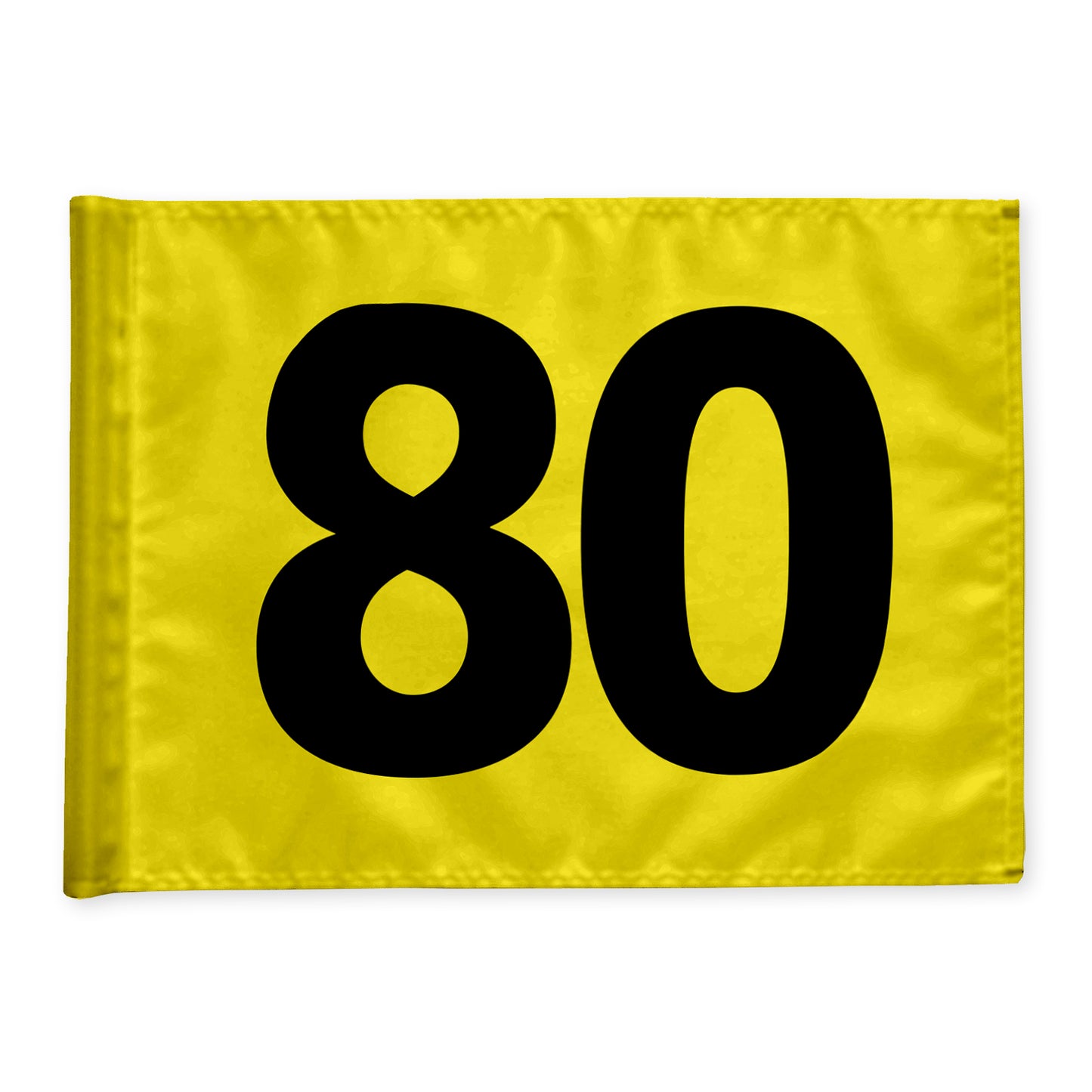 Driving range afstandsflag 80 m, gul med sorte tal, dobbelt 115 gram flagdug
