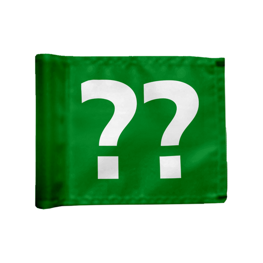 Stykvis Adventure Golf flag i grøn med valgfri hulnummer, afstivet, 200 gram flagdug,
