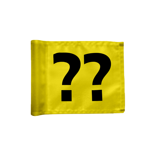 Stykvis puttinggreenflag, afstivetr, i gul med valgfrit hulnummerl, 200 gram flagdug